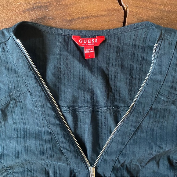 Guess Women's Black Zip-Up Top/ Size Large - Picture 2 of 5